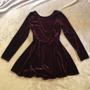 Deep Wine Velvet Skater Dress